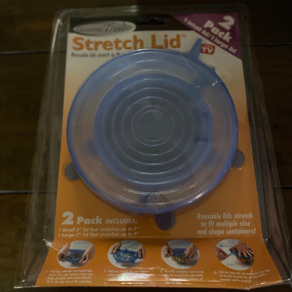 Gourmet Trends Stretch Lid 2-pk Blue Reusable NWT